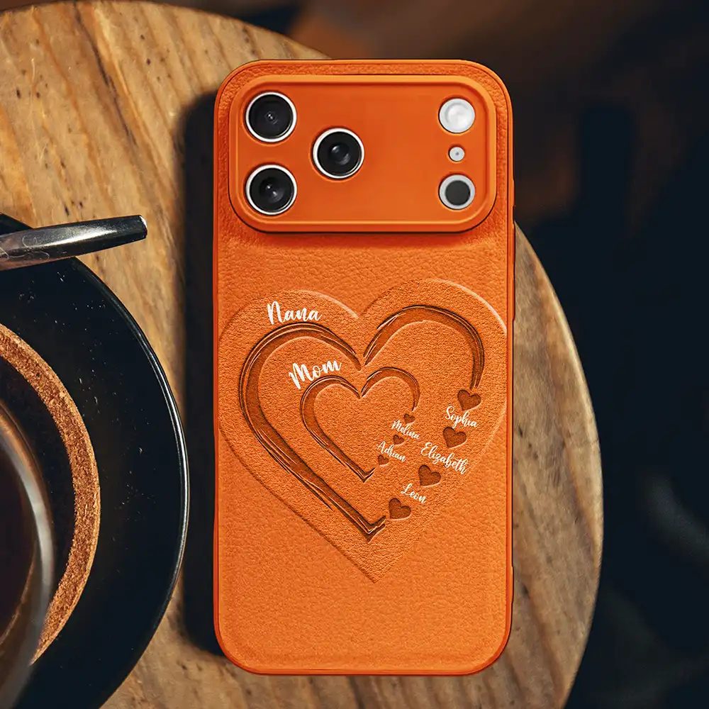 Mom Grandma Sweethearts - Personalized Leather Phone Case