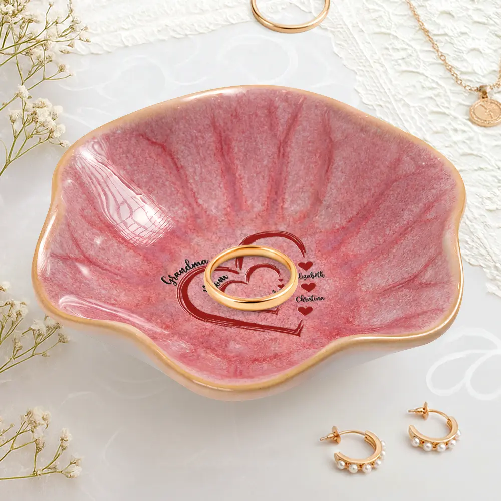 Mom Grandma Sweethearts - Personalized Lotus Jewelry Dish - Image 2