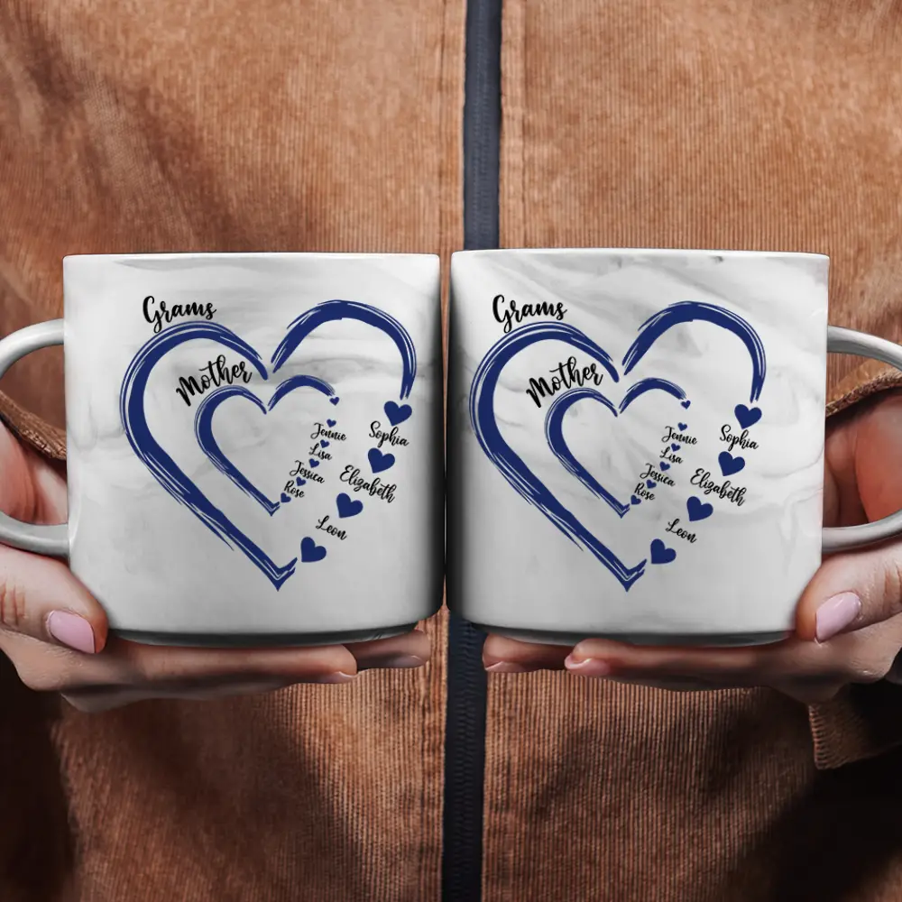 Mom Grandma Sweethearts - Personalized Marble Mug - Image 2