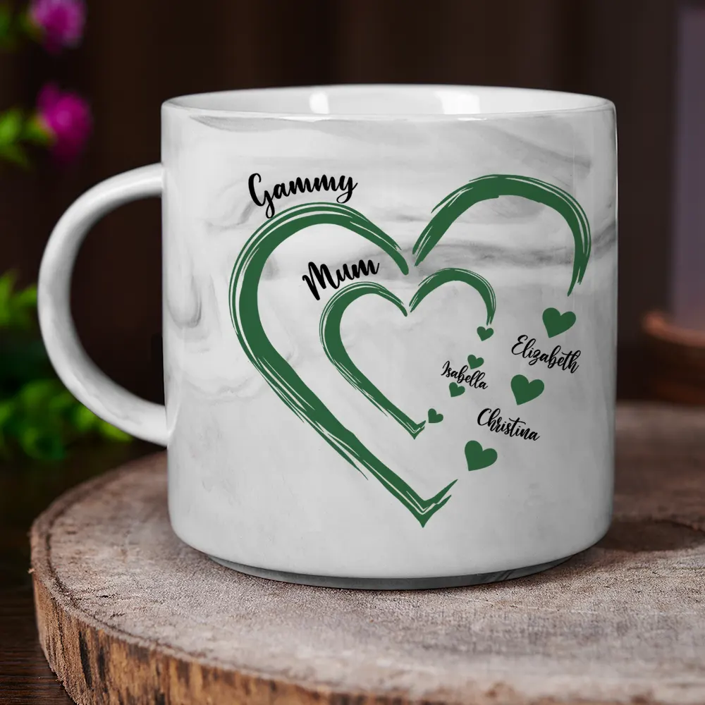 Mom Grandma Sweethearts - Personalized Marble Mug - Image 3