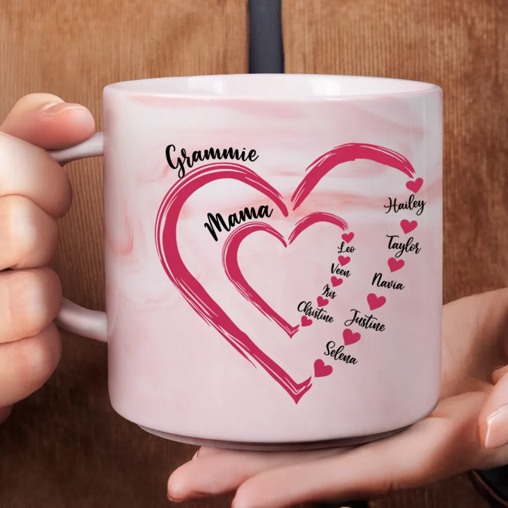 Mom Grandma Sweethearts - Personalized Marble Mug - Image 4