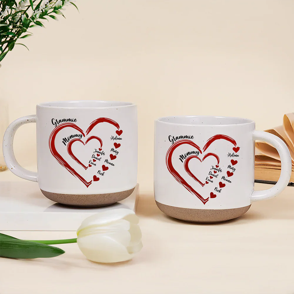Mom Grandma Sweethearts - Personalized Pottery Mug - Image 2