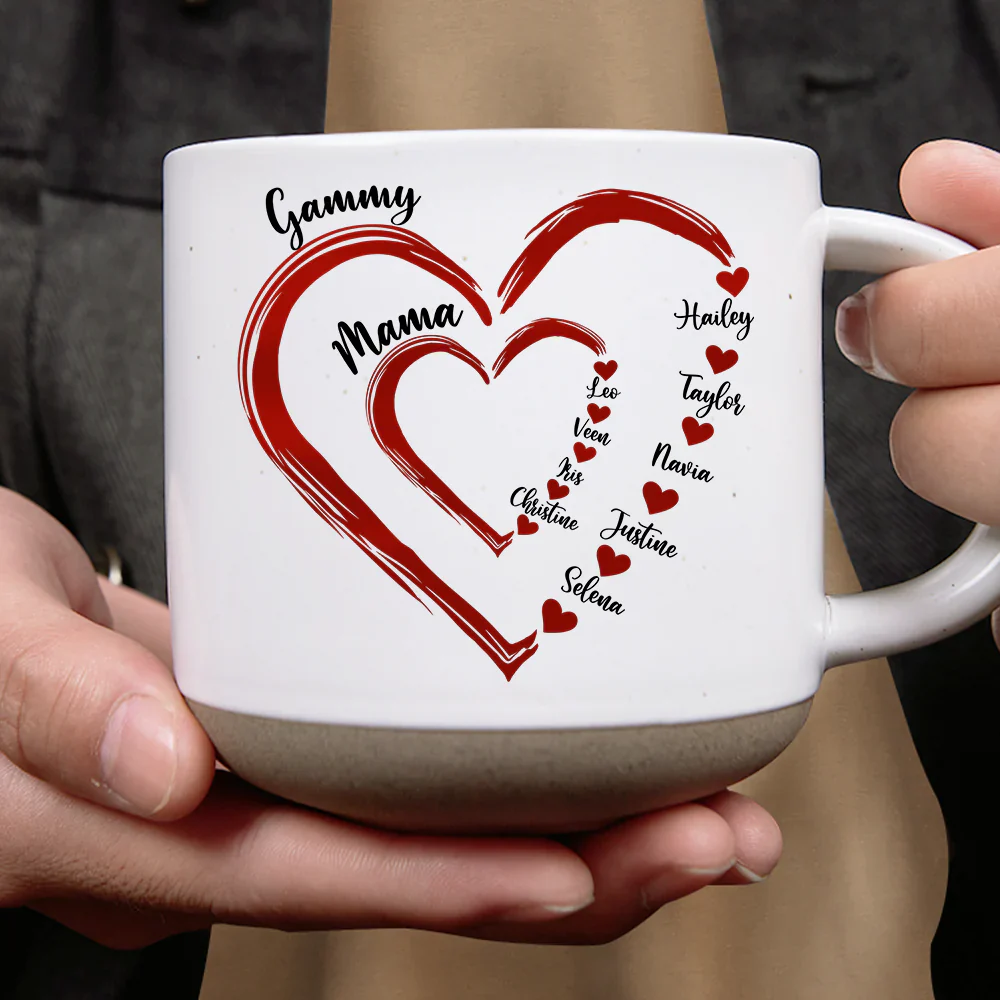 Mom Grandma Sweethearts - Personalized Pottery Mug - Image 4