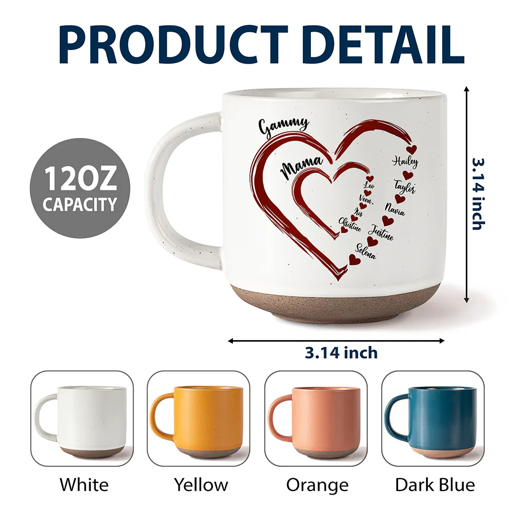 Mom Grandma Sweethearts - Personalized Pottery Mug - Image 6