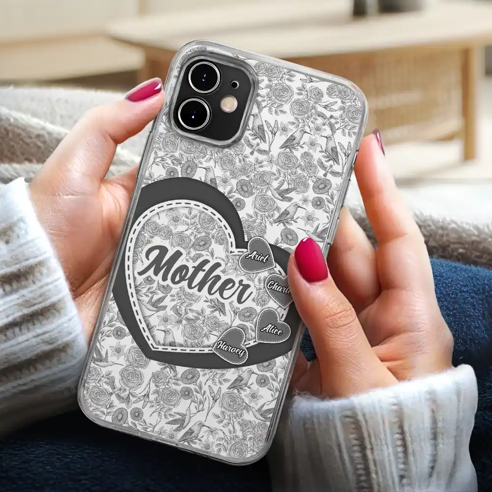 Mom Grandma Sweethearts Toile De Jouy Pattern - Personalized Clear Phone Case - Image 3