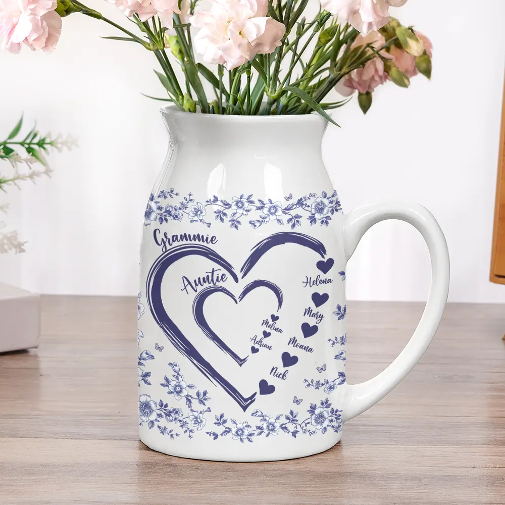 Mom Grandma Sweethearts Toile - Personalized Ceramic Flower Vase - Image 5