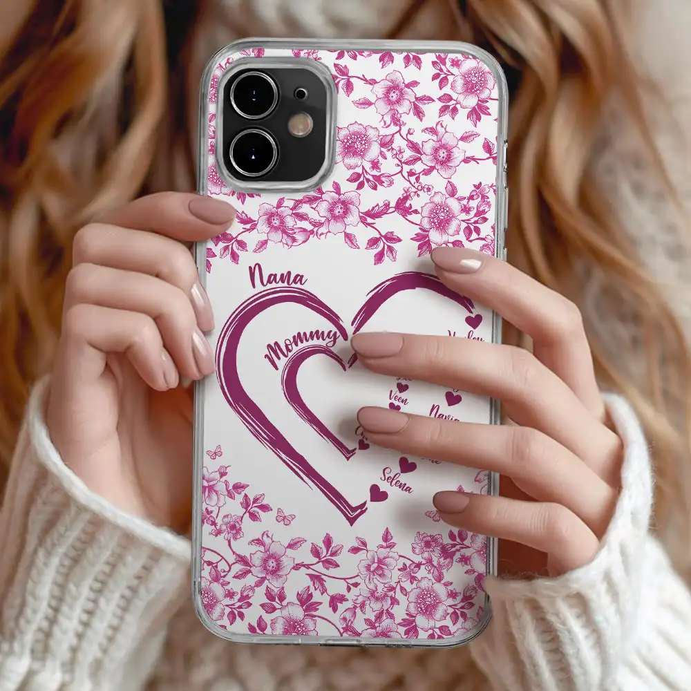 Mom Grandma Sweethearts Toile - Personalized Clear Phone Case - Image 2