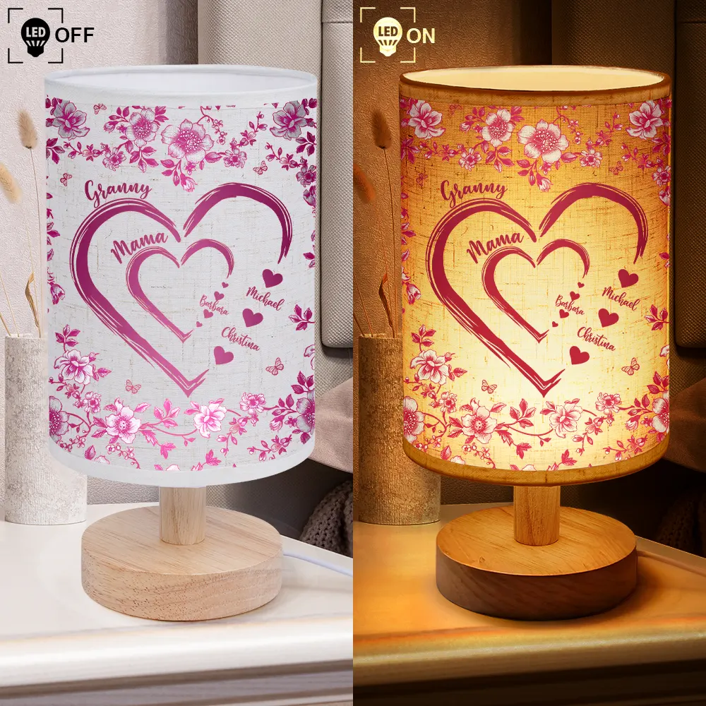 Mom Grandma Sweethearts Toile - Personalized Fabric Lamp - Image 4
