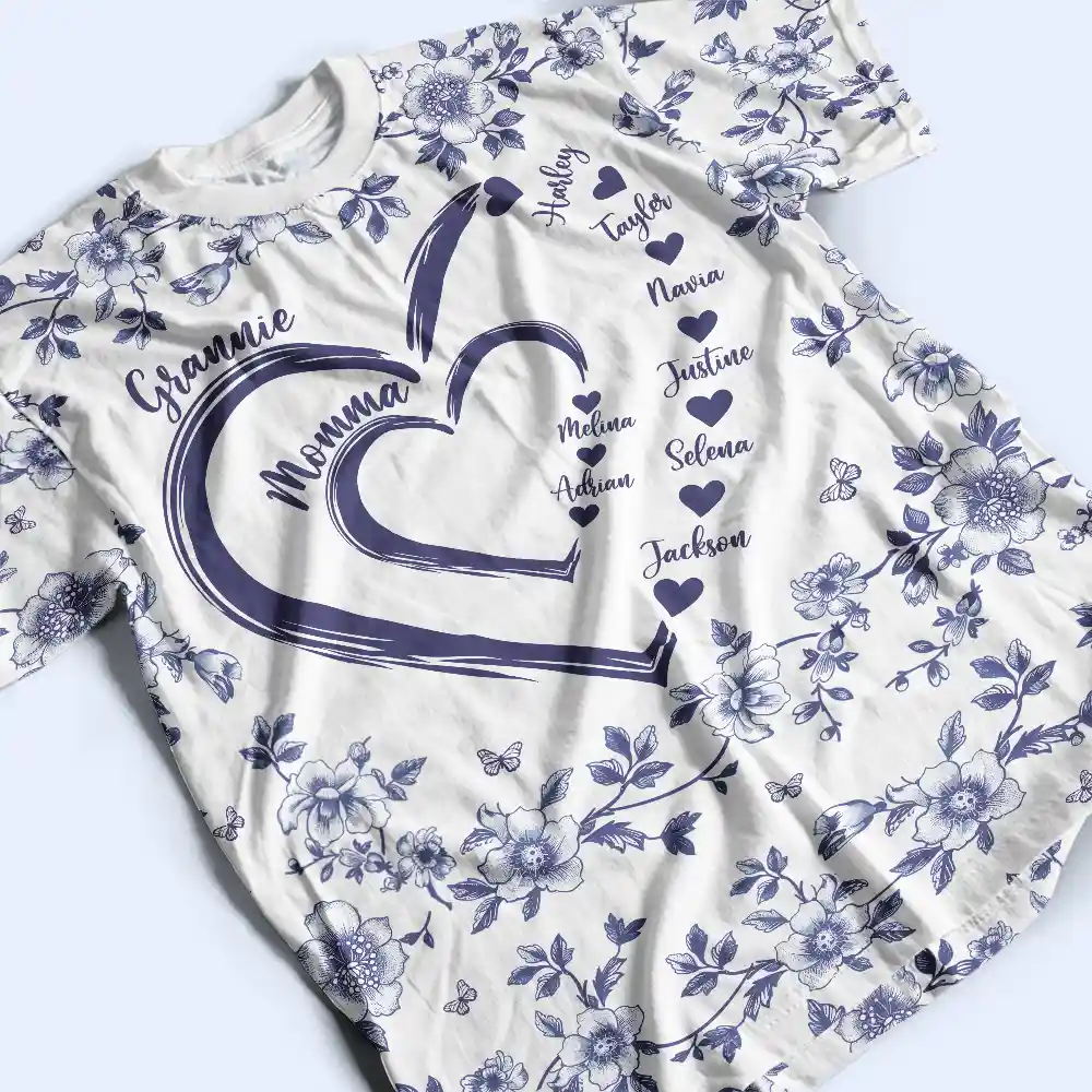 Mom Grandma Sweethearts Toile - Personalized Full Print T Shirt - Image 4