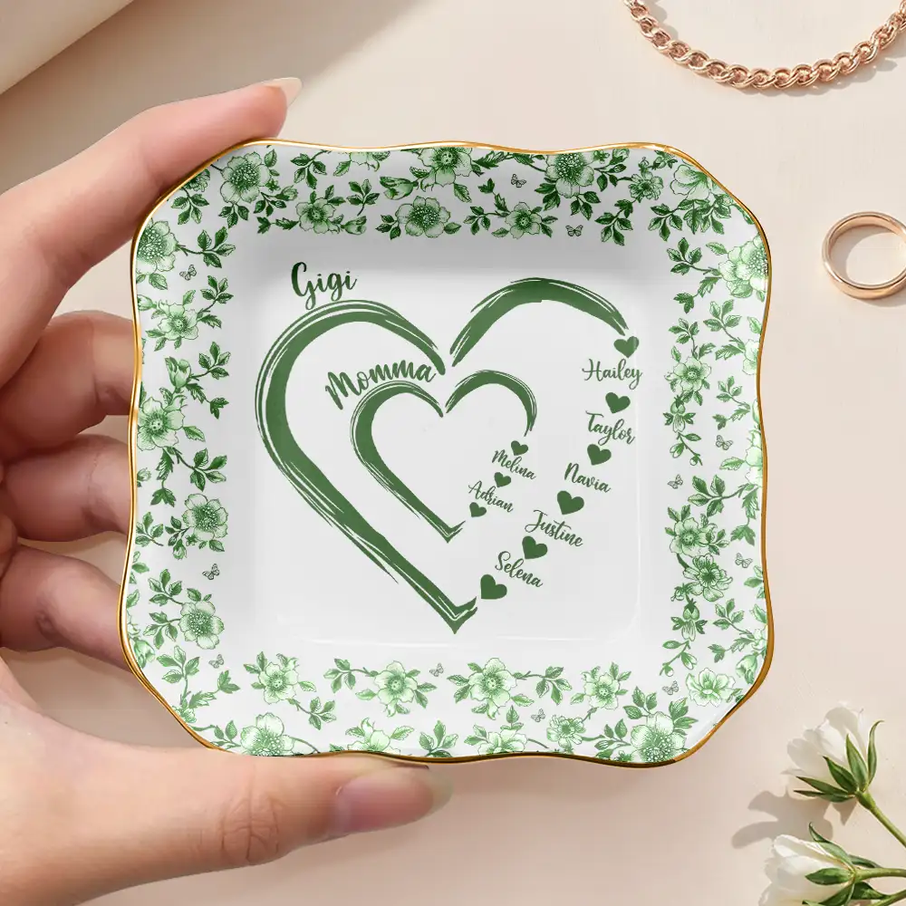 Mom Grandma Sweethearts Toile - Personalized Ring Dish - Image 3