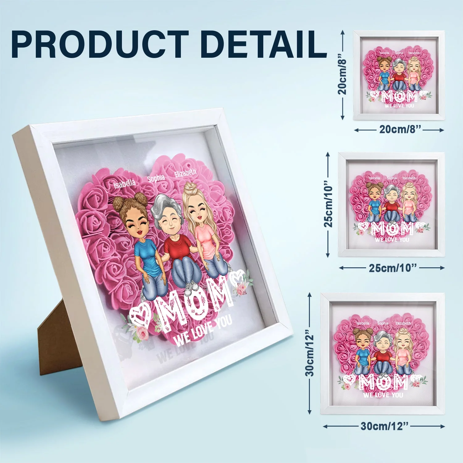 Mom Grandma We Love You - Loving Gift For Mother, Grandmother - Personalized Flower Shadow Box - Image 5