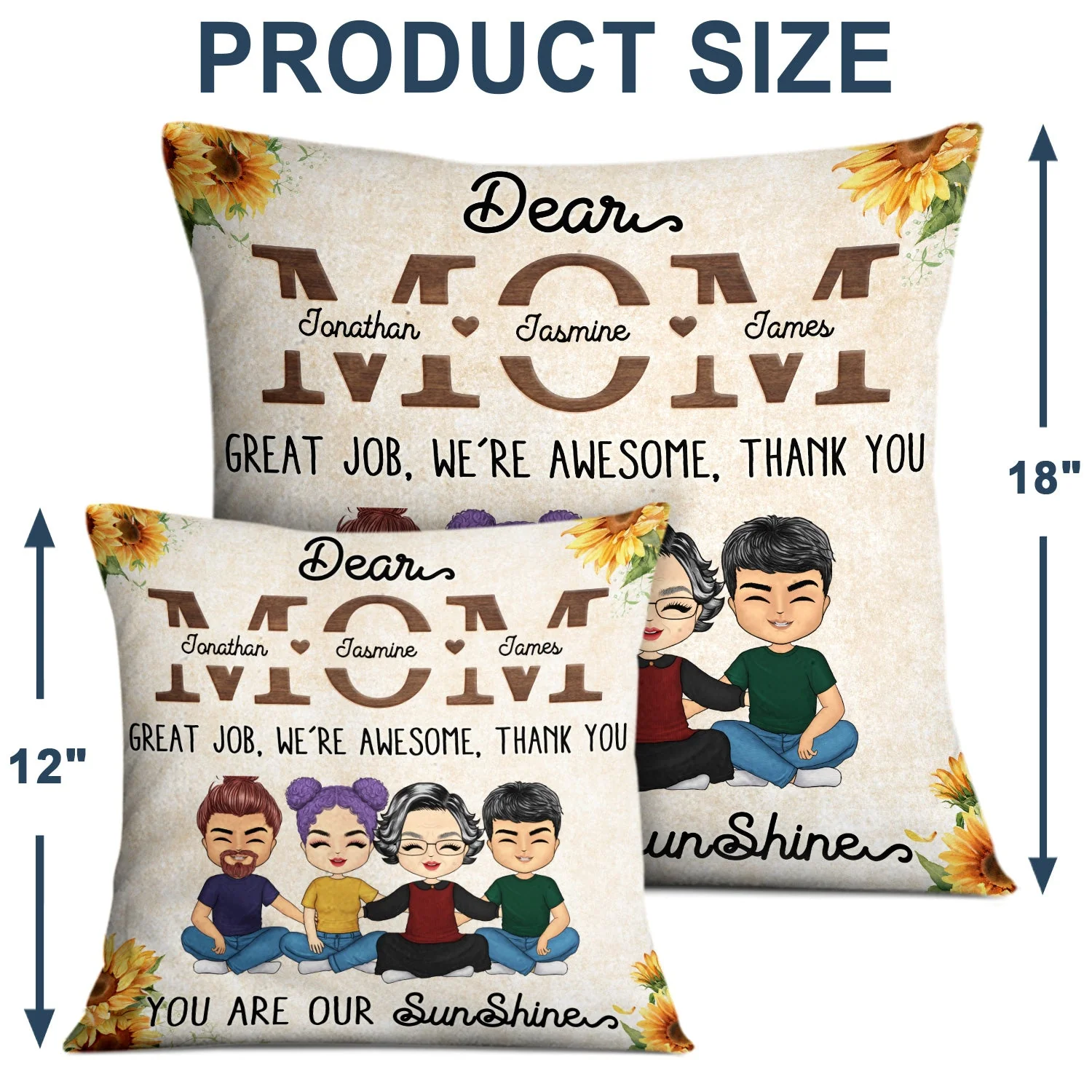 Mom Great Jobs We're Awesome - Gift For Mother, Mom - Personalized Custom Pillow - Image 4