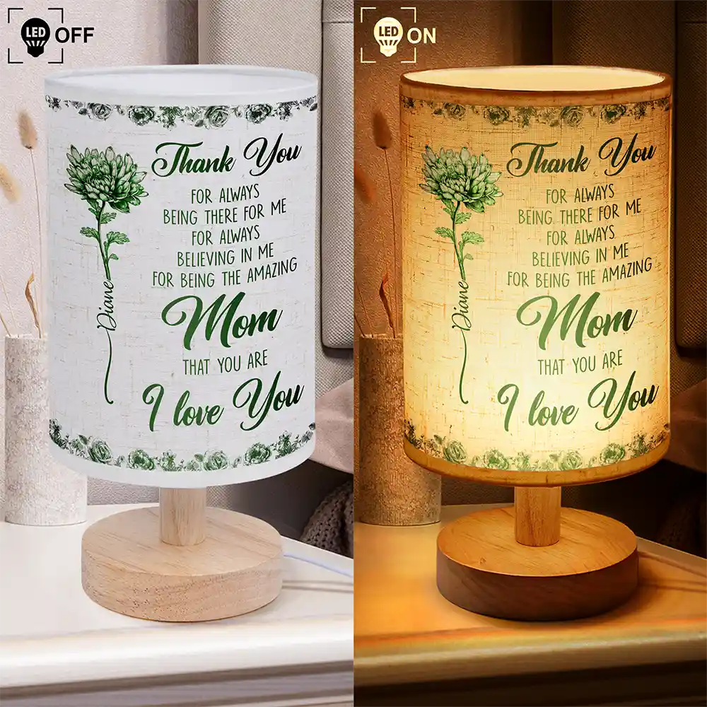 Mom I Love You Birth Flower Toile De Jouy - Personalized Fabric Lamp - Image 4