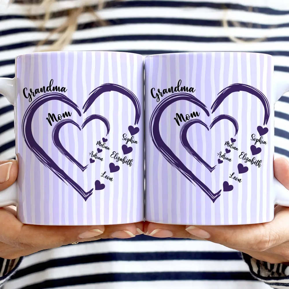 Mom Mum Grandma Sweethearts - Personalized White Edge-to-Edge Mug - Image 2