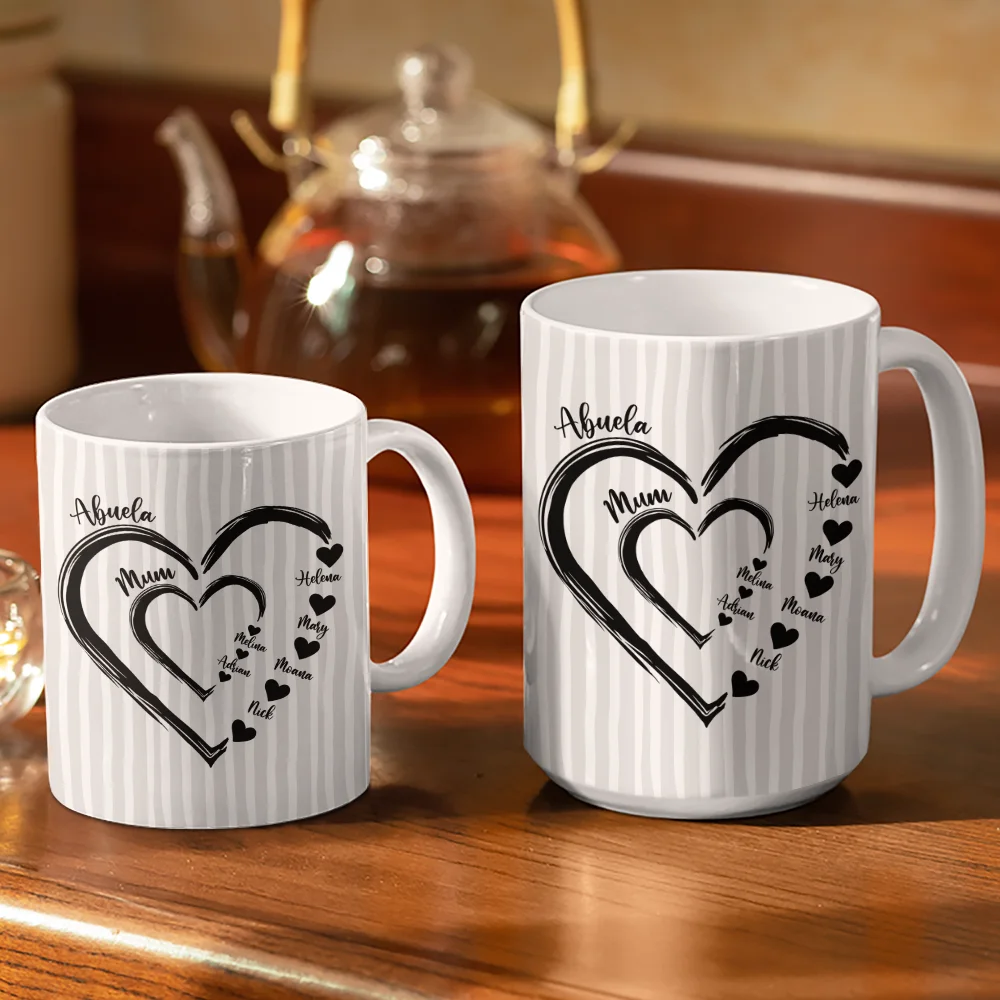 Mom Mum Grandma Sweethearts - Personalized White Edge-to-Edge Mug - Image 3