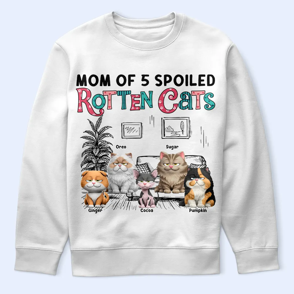Mom Of Spoiled Rotten Cat - Personalized T Shirt - Image 5
