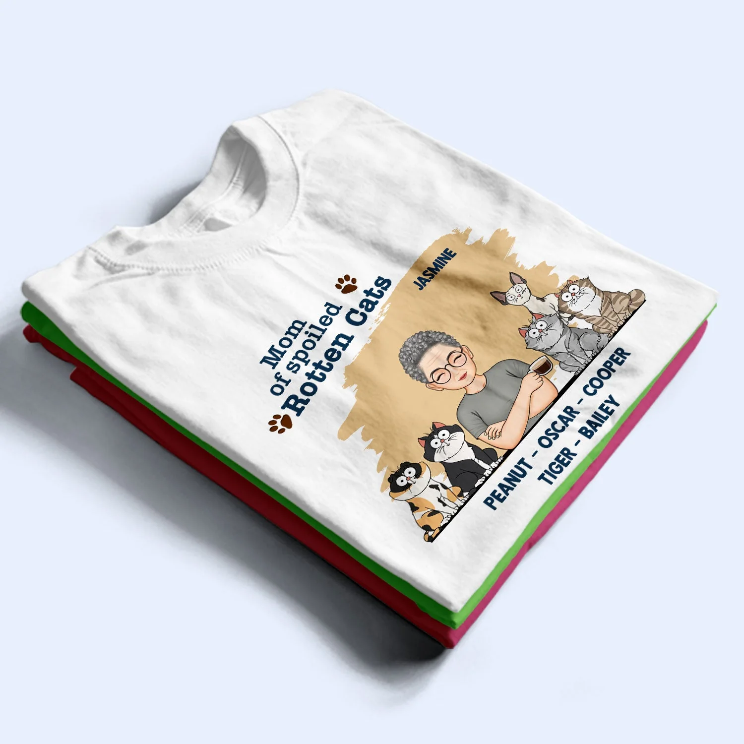 Mom Of Spoiled Rotten Cats - Birthday, Funny Gift For Cat Lovers - Personalized T Shirt - Image 2