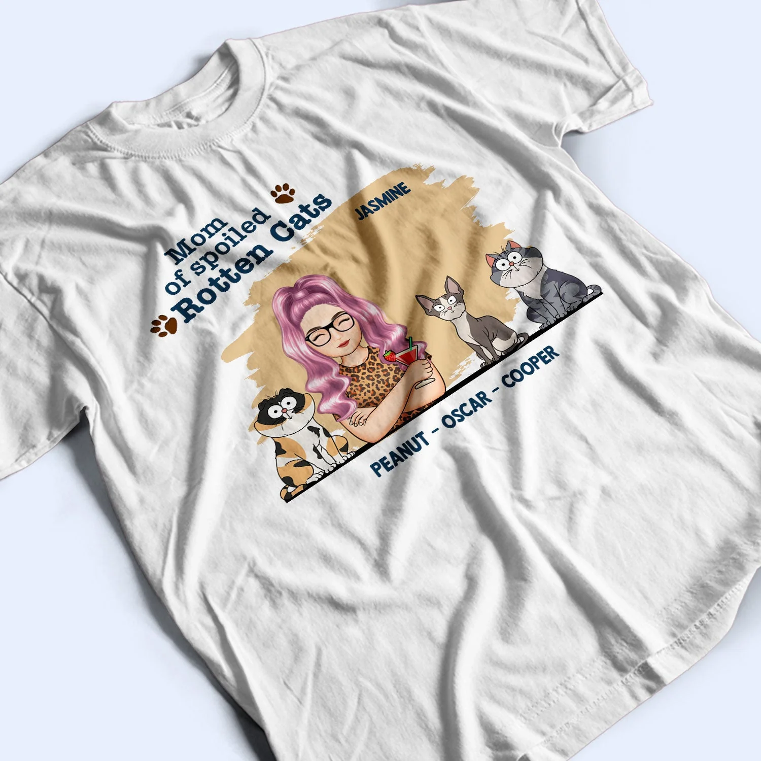 Mom Of Spoiled Rotten Cats - Birthday, Funny Gift For Cat Lovers - Personalized T Shirt - Image 3