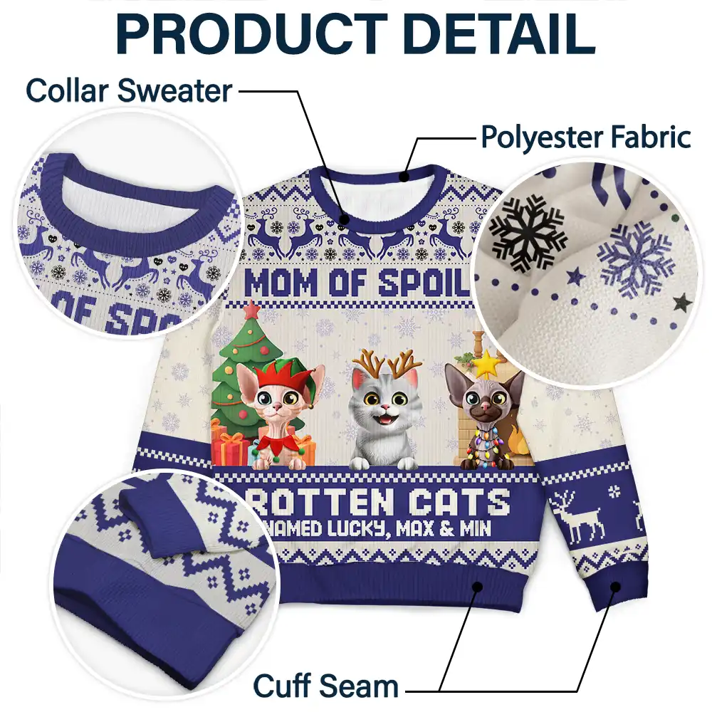 Mom Of Spoiled Rotten Dog - Personalized Unisex Ugly Sweater - Image 6
