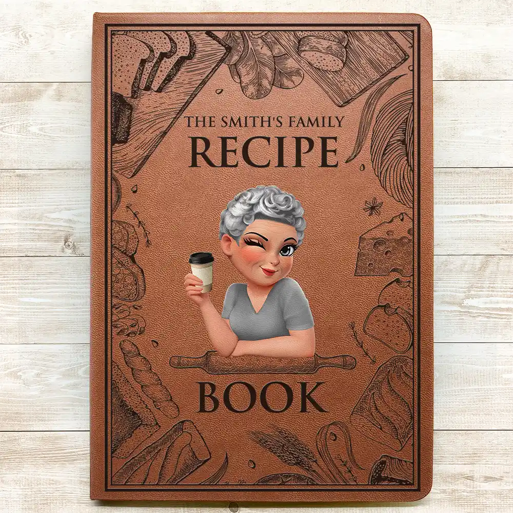 Mom Recipe Book - Personalized Leather Journal - Image 4