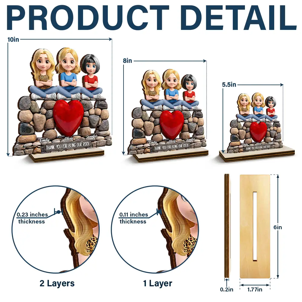 Mom Thank You For Being Our Rock Pebble Art Style - Personalized Custom Shaped Wooden Plaque - Image 4