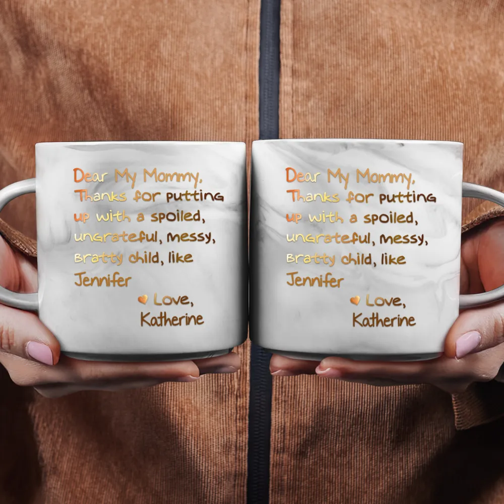 Mom Thanks For Putting Up With My Sibling From Favorite Child - Personalized Marble Mug - Image 2