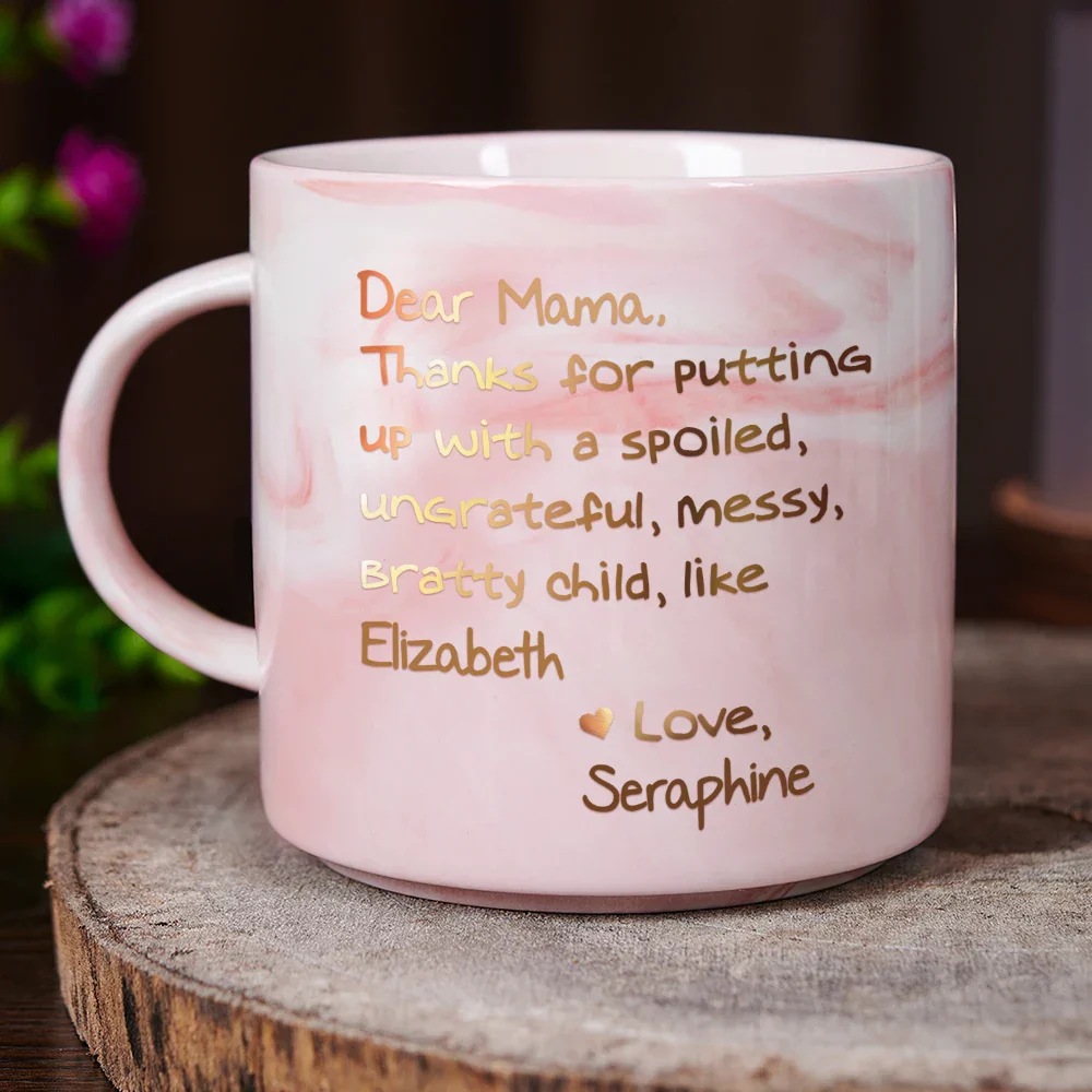 Mom Thanks For Putting Up With My Sibling From Favorite Child - Personalized Marble Mug - Image 3