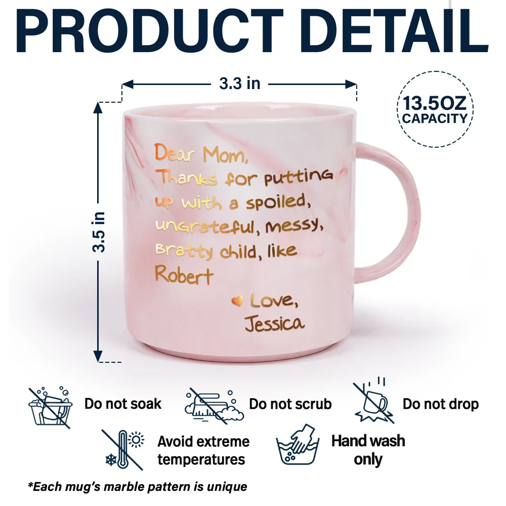 Mom Thanks For Putting Up With My Sibling From Favorite Child - Personalized Marble Mug - Image 5