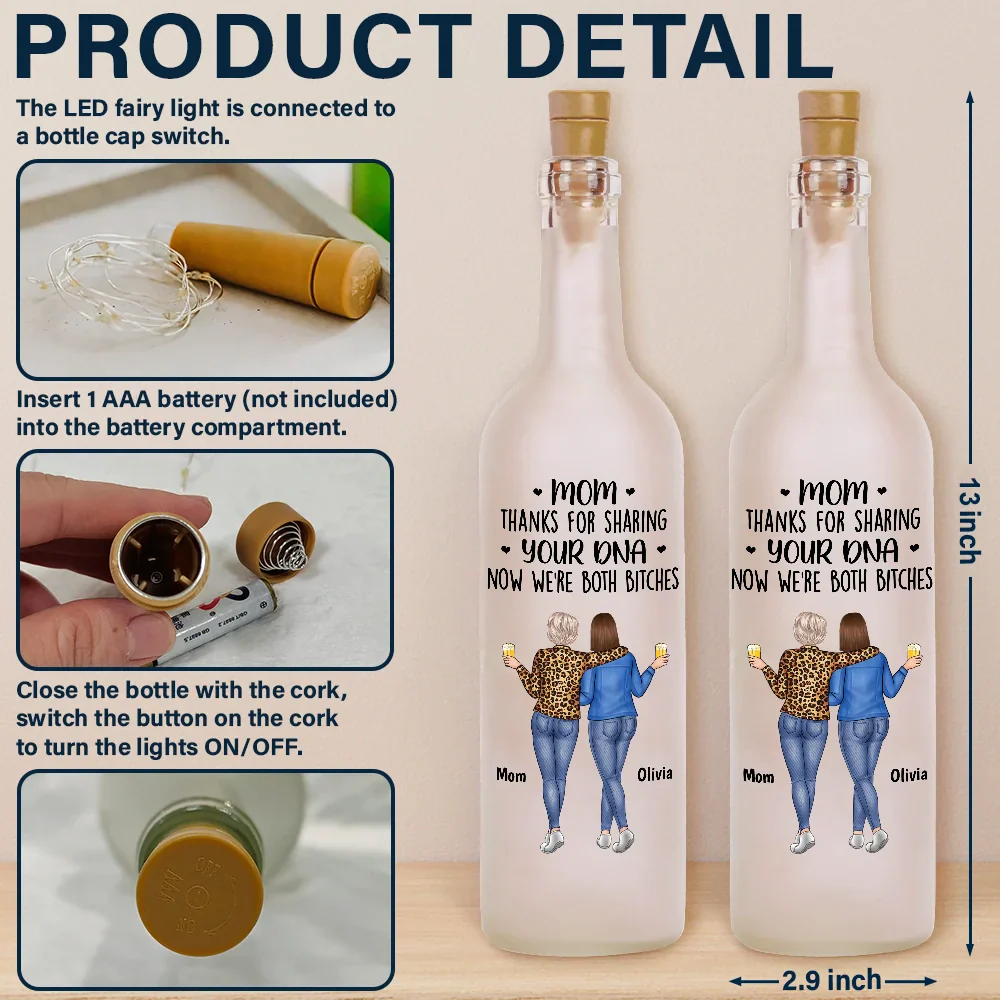 Mom Thanks For Sharing Your DNA - Personalized Bottle Light - Image 4