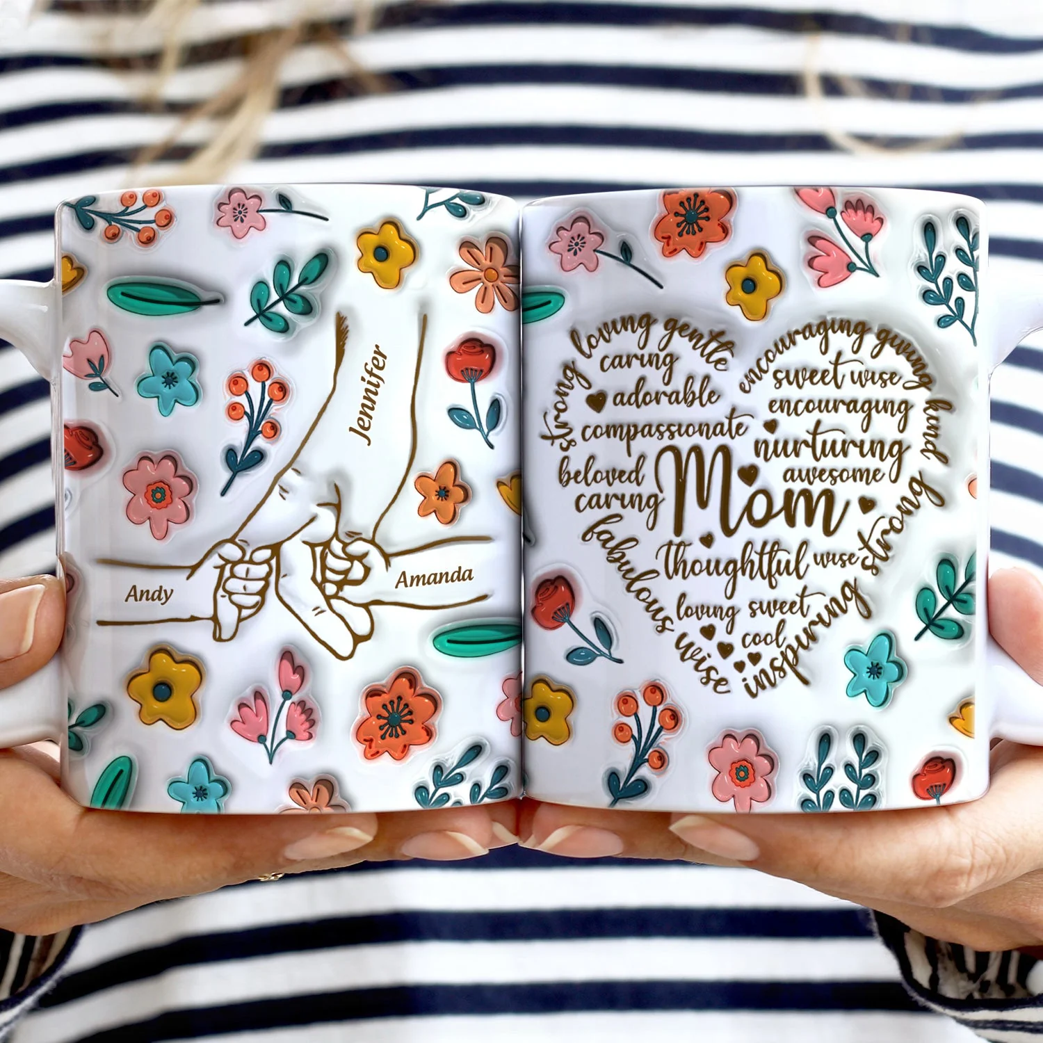 Mom Thoughtful Awesome Sweet Love - Gift For Mother, Mom - 3D Inflated Effect Printed Mug, Personalized White Edge-to-Edge Mug - Image 2