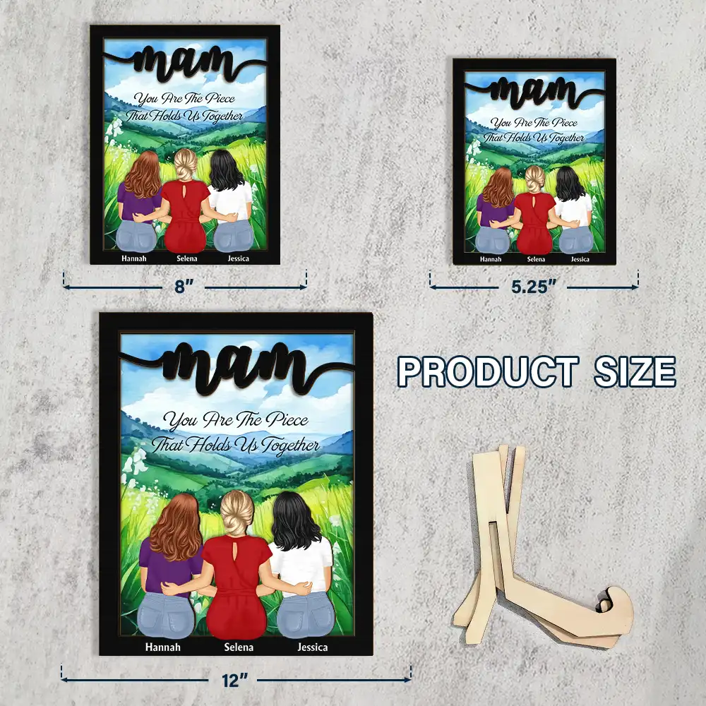 Mom To Us You Are The World Watercolor Landscape - Personalized 2-Layered Wooden Plaque With Stand - Image 4