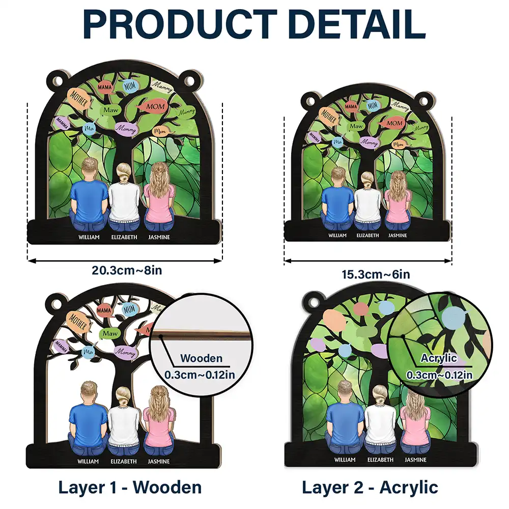 Mom Tree - Personalized Window Hanging Suncatcher Ornament - Image 5