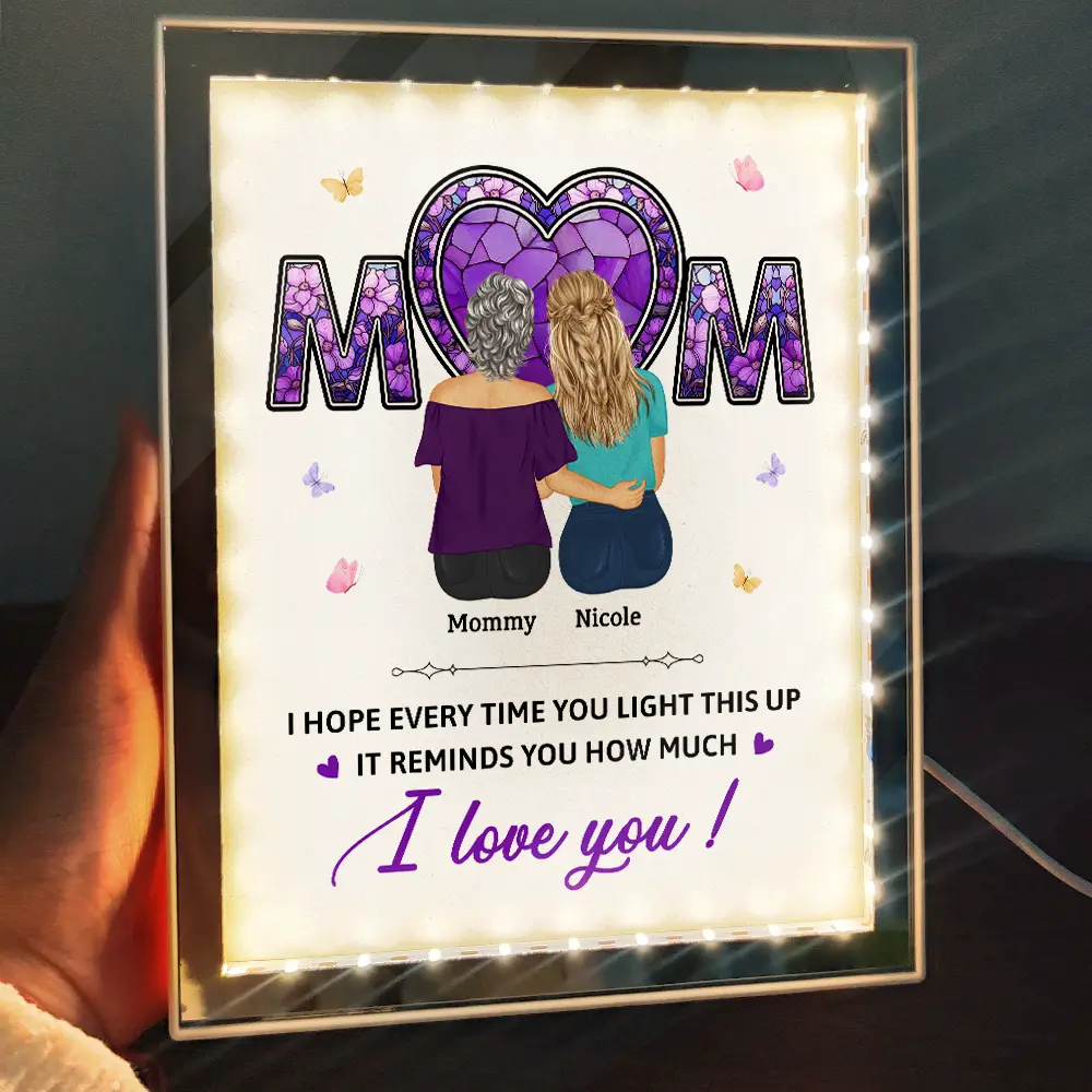 Mom We Hope Every Time You Light This Up - Personalized LED Mirror Frame Lamp - Image 2