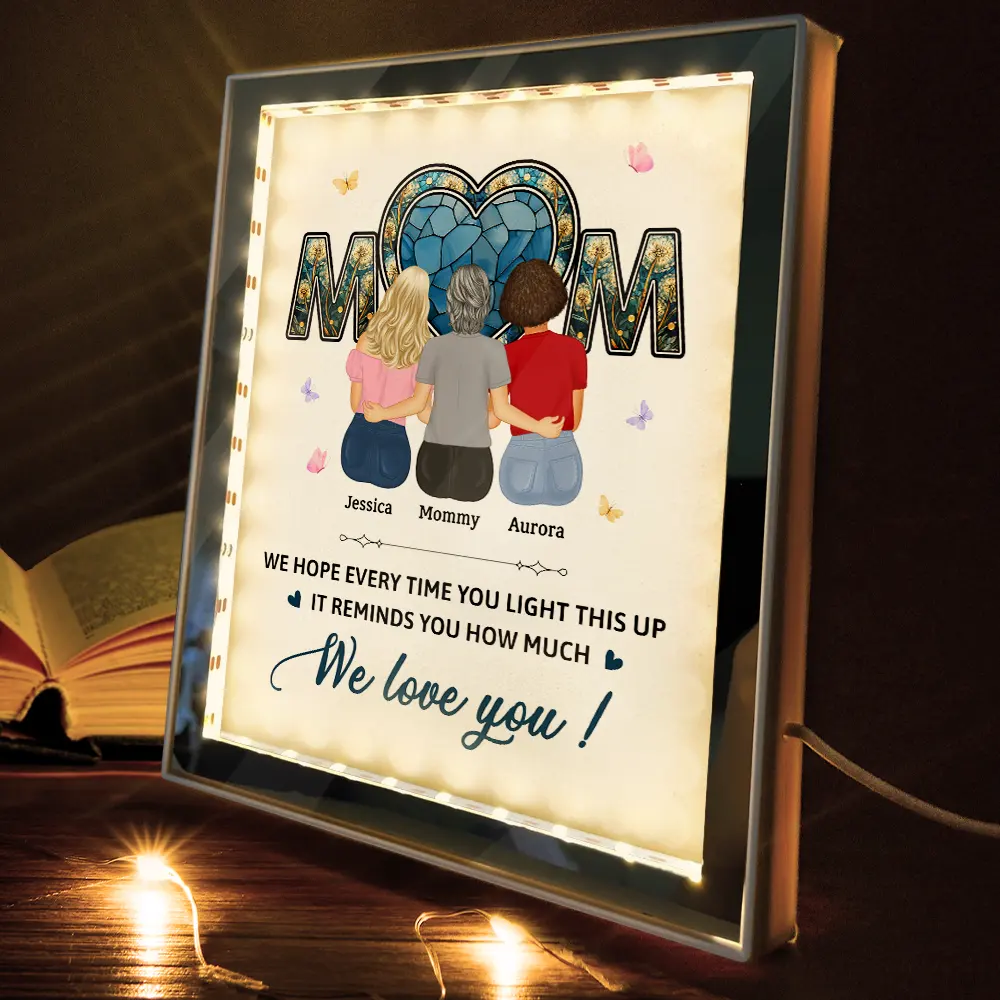 Mom We Hope Every Time You Light This Up - Personalized LED Mirror Frame Lamp - Image 3