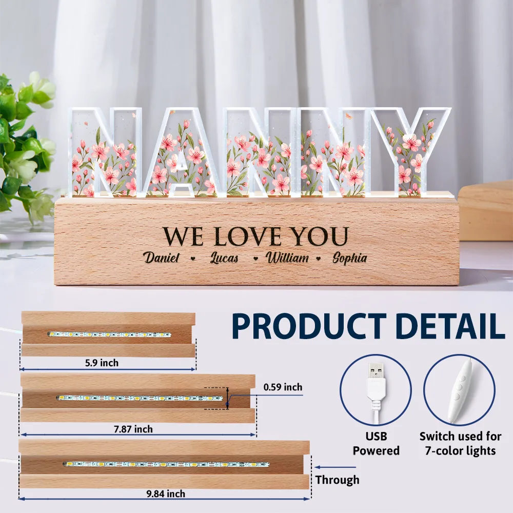 Mom We Love You Birth Month Flower - Personalized Custom Shaped LED Light - Image 6
