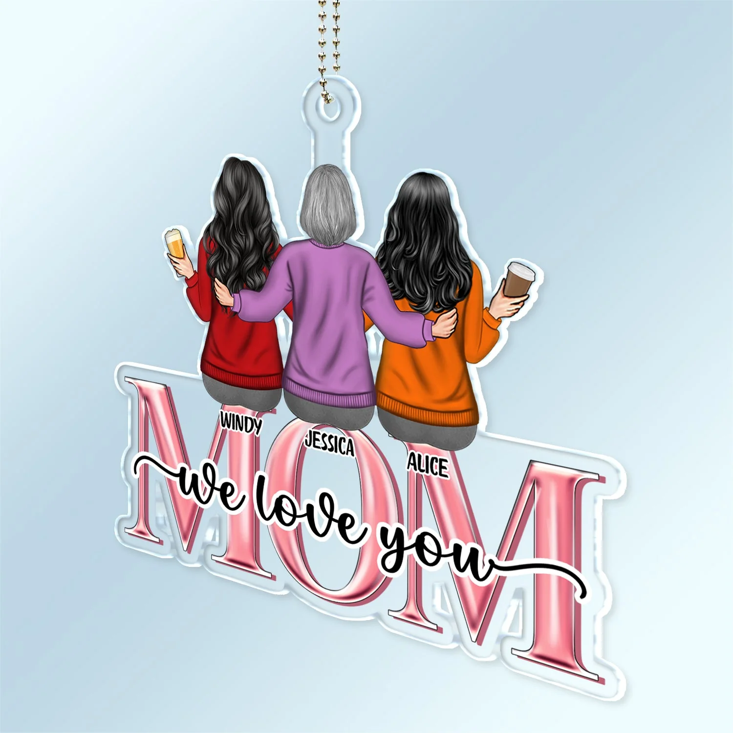 Mom We Love You - Gift For Mother, Mom - Personalized Acrylic Car Hanger - Image 2