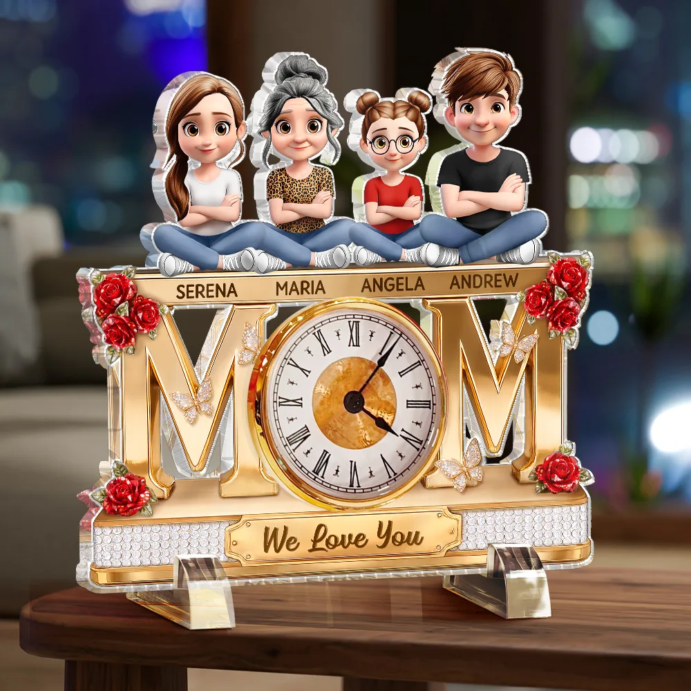 Mom We Love You - Personalized Acrylic Desk Clock - Image 3