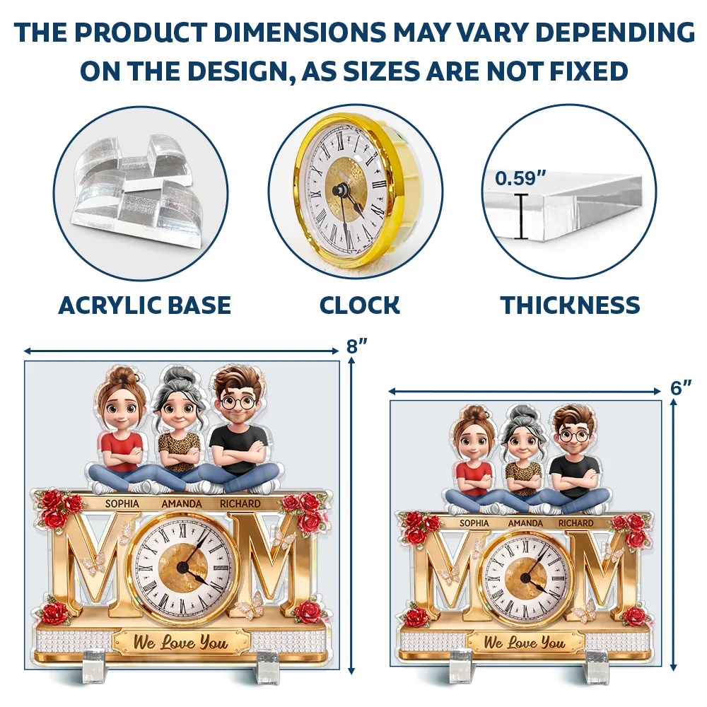 Mom We Love You - Personalized Acrylic Desk Clock - Image 5