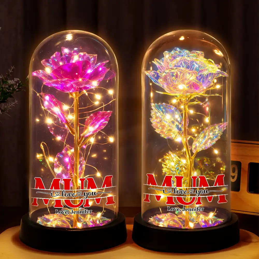 Mom We Love You - Personalized Everlasting Rose Dome Lamp - Image 2