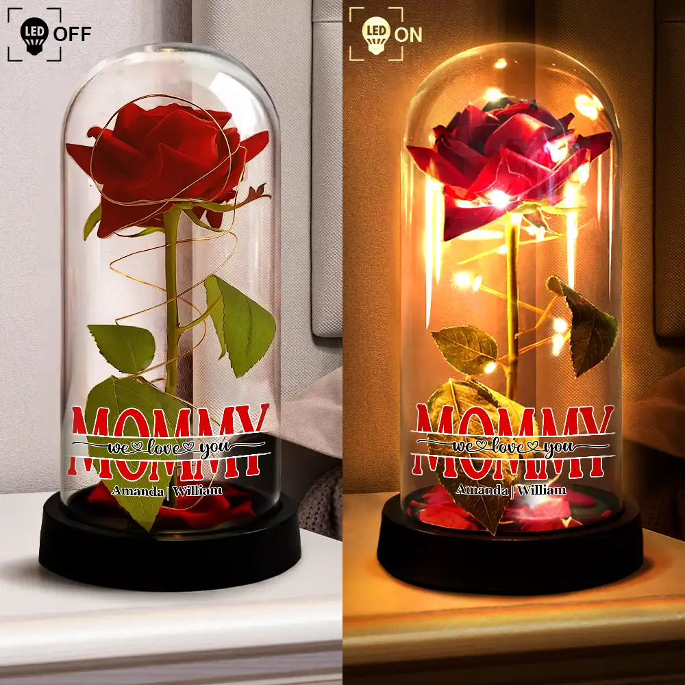 Mom We Love You - Personalized Everlasting Rose Dome Lamp - Image 4