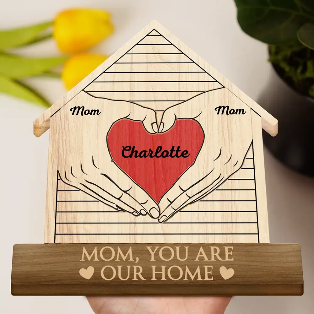 Mom You Are The Heart Of Our Family - Personalized Custom Shaped Wooden Puzzle - Image 3