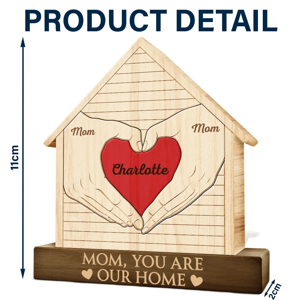 Mom You Are The Heart Of Our Family - Personalized Custom Shaped Wooden Puzzle - Image 4