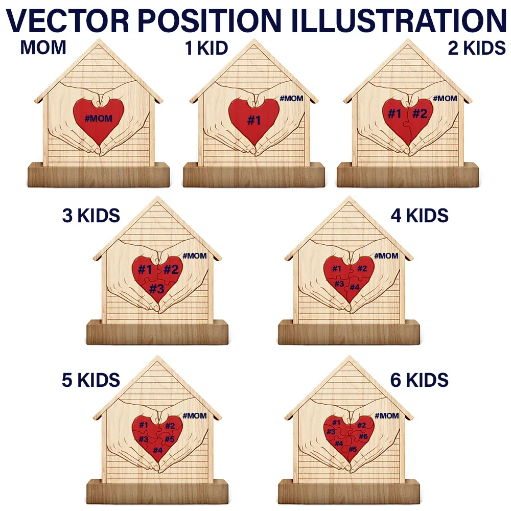 Mom You Are The Heart Of Our Family - Personalized Custom Shaped Wooden Puzzle - Image 5