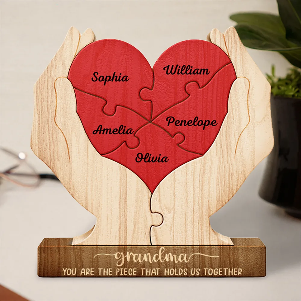 Mom You Are The Piece That Hold Us Together - Personalized Custom Shaped Wooden Puzzle - Image 2
