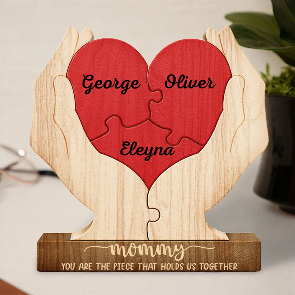 Mom You Are The Piece That Hold Us Together - Personalized Custom Shaped Wooden Puzzle - Image 3