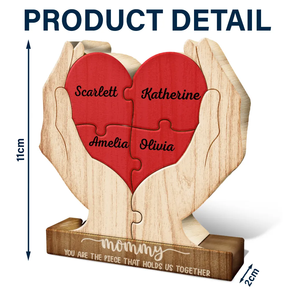 Mom You Are The Piece That Hold Us Together - Personalized Custom Shaped Wooden Puzzle - Image 6