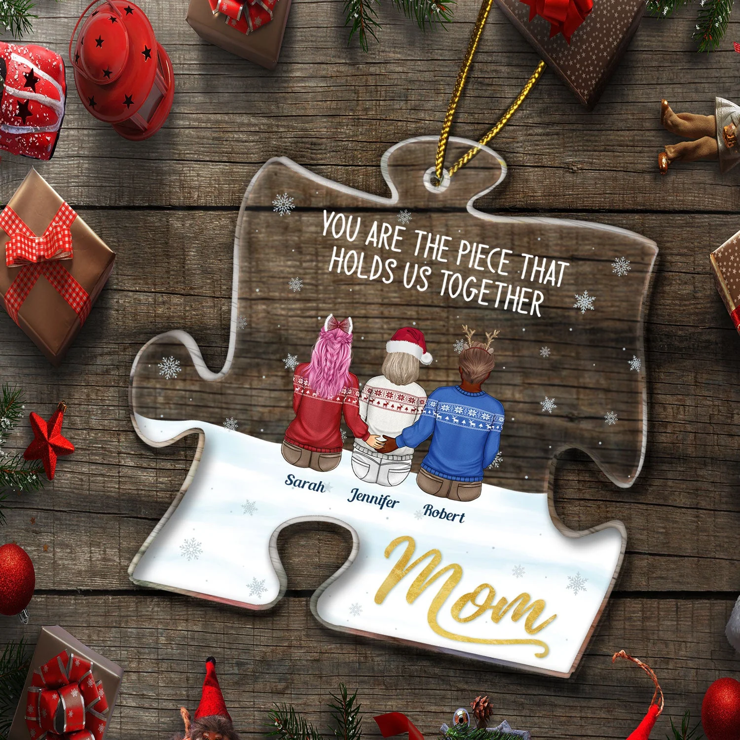 Mom You Are The Piece That Holds Us Together - Christmas Gift For Mother, Family - Personalized Custom Shaped Acrylic Ornament - Image 5