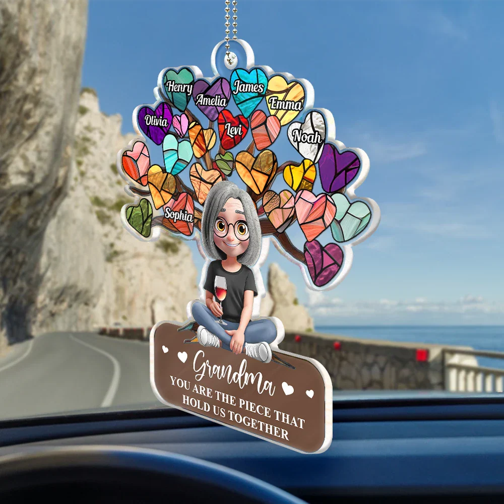 Mom You Are The Piece That Holds Us Together - Personalized Acrylic Car Hanger - Image 2
