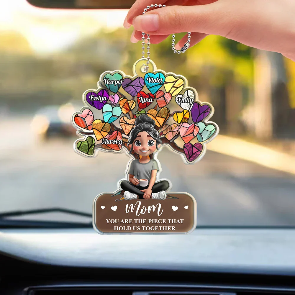Mom You Are The Piece That Holds Us Together - Personalized Acrylic Car Hanger - Image 3