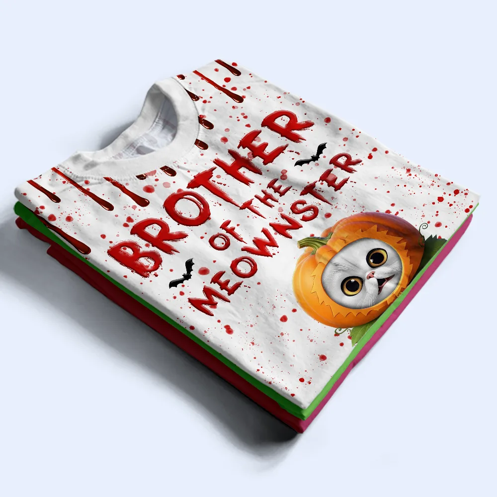 Mommy Daddy Of The Meownsters - Personalized Full Print T Shirt - Image 3